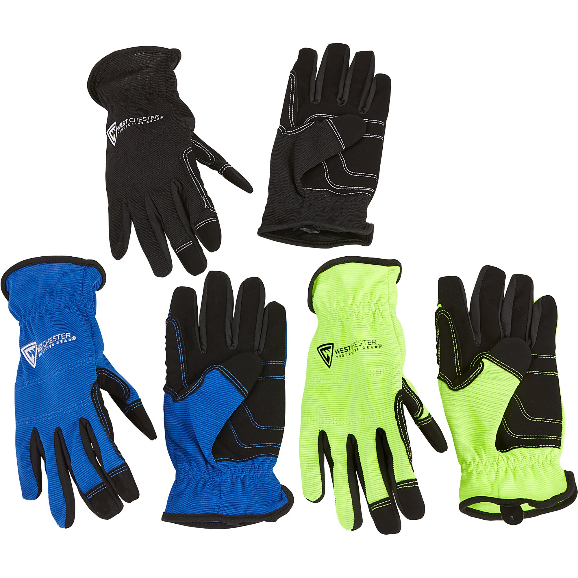 West Chester Protective Gear HighDexterity Gloves, 3Pack, 3 Colors